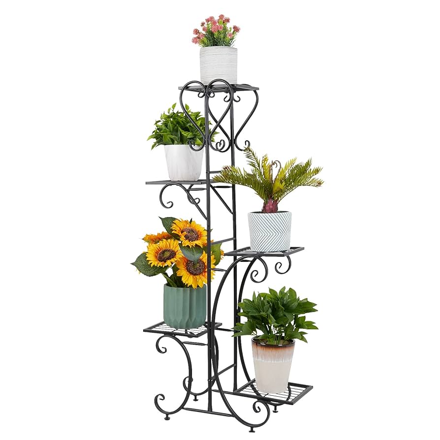 unho Tall Plant Stand Indoor 5 Tiered Iron Plant Shelf